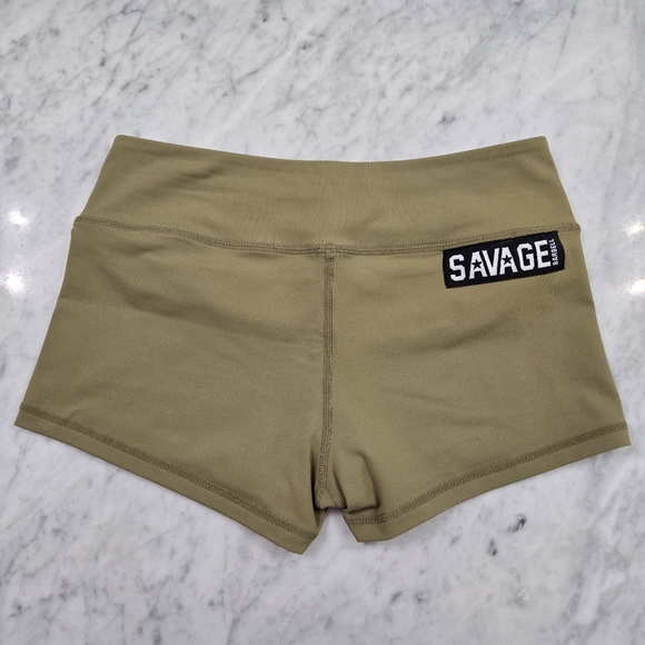 Savage Barbell Pants - Savage Barbell Athletic Booty Shorts - Army Green - SZ Medium